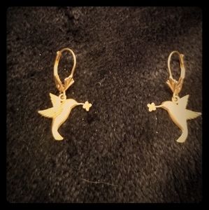 14k yellow gold hummingbird earings